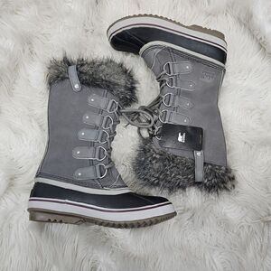 Sorel Women’s Joan of Arctic Suede Leather Snow Boots in Quarry Black Size 8.5